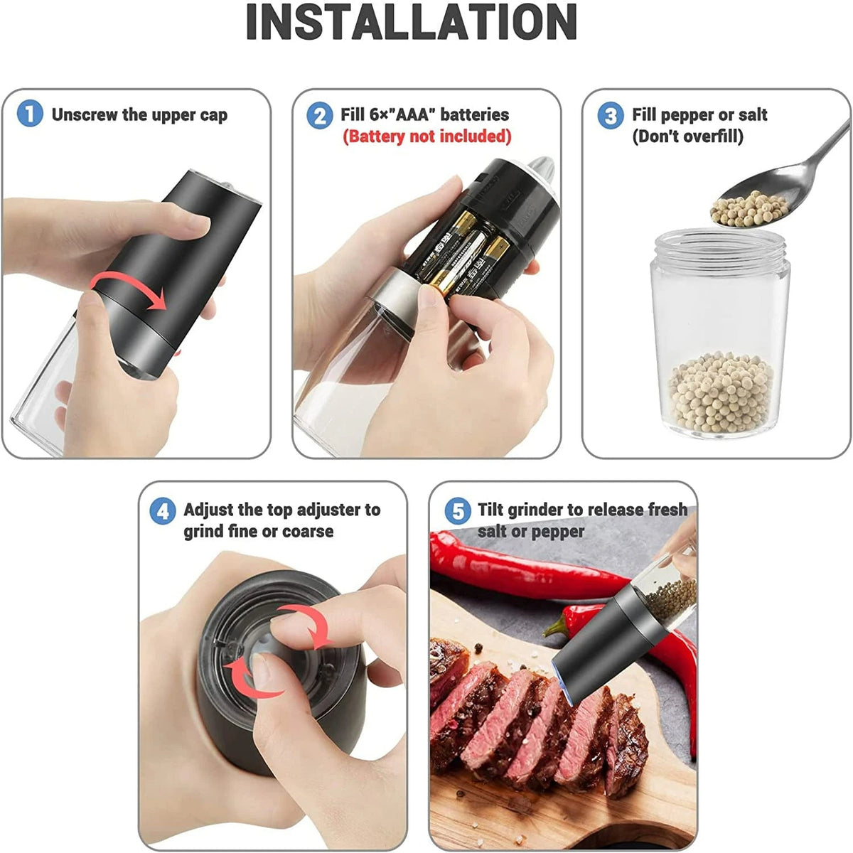 Gravity Electric Salt and Pepper Grinder