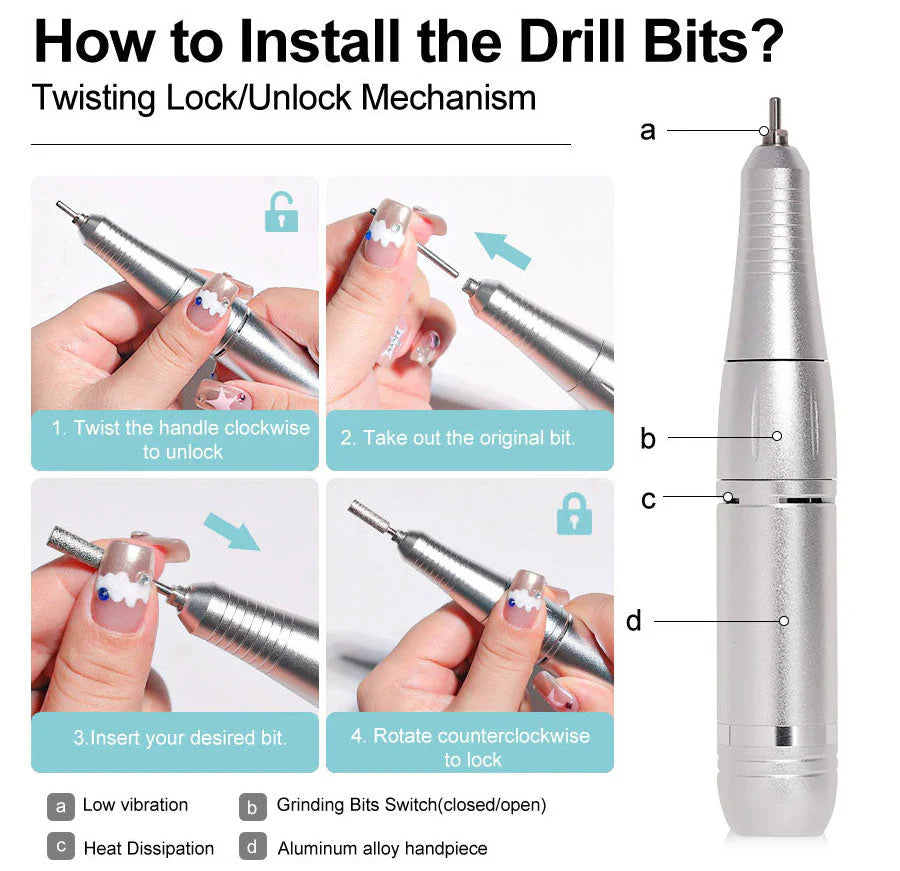 High Performance 45000RPM Portable Electric Nail File With Battery | Quiet Design for Professional Manicure