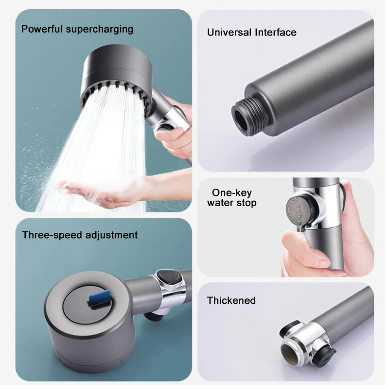 High-Pressure Shower Head with Microhole Water-Saving Plate