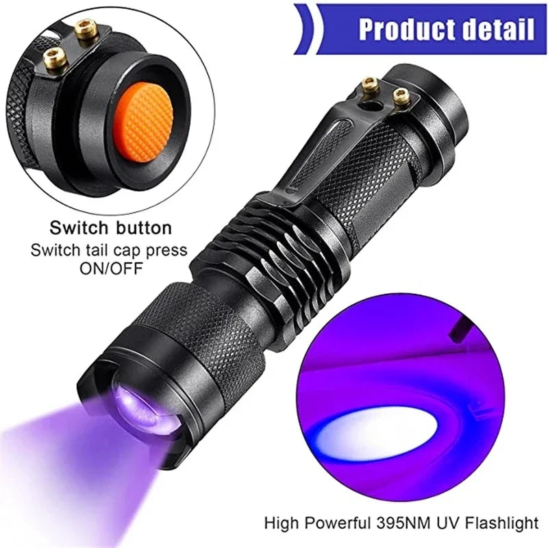 LED UV FLASHLIGHT - ULTRAVIOLET INSPECTION LAMP FOR PET URINE STAINS AND STAIN DETECTION
