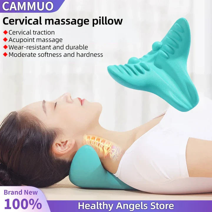 Neck and Shoulder Stretch – Cervical Traction Pillow for Spinal Alignment and Massage