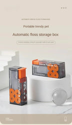 Portable dental floss dispenser with 10 automatically ejecting dental floss sticks