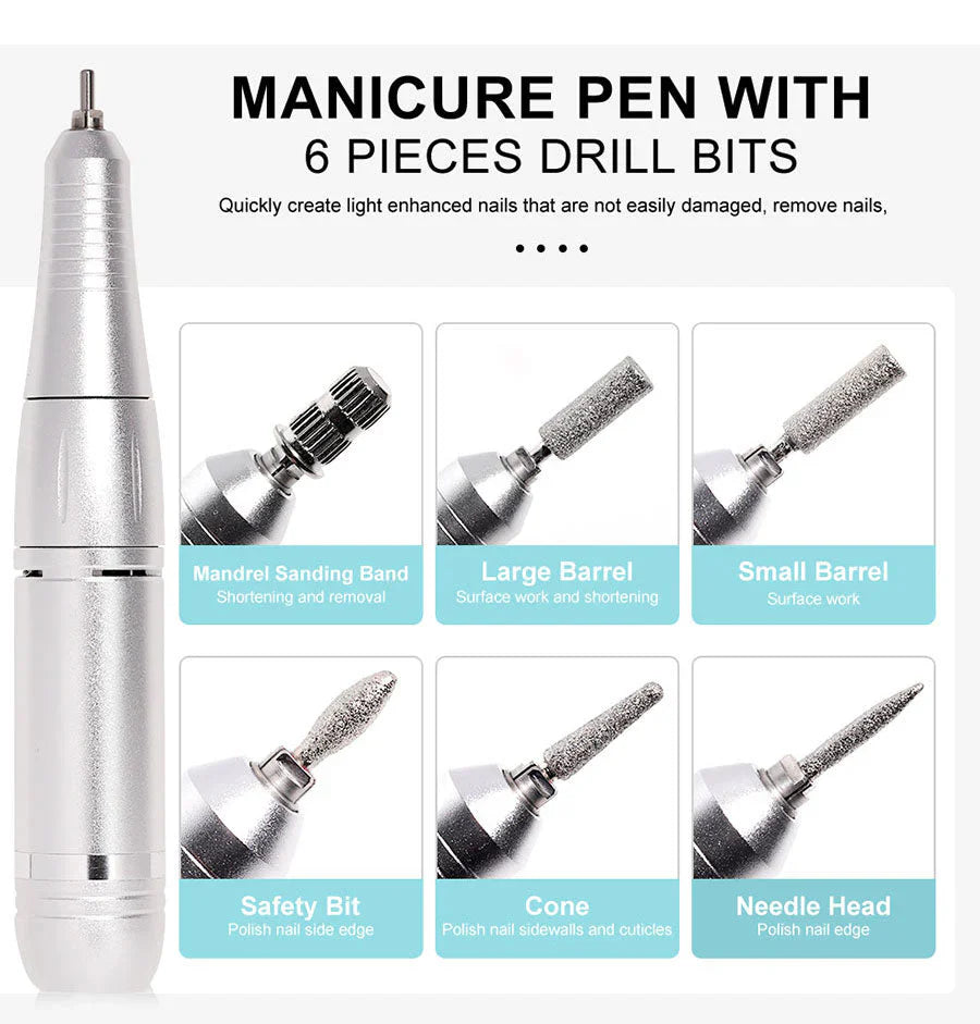 High Performance 45000RPM Portable Electric Nail File With Battery | Quiet Design for Professional Manicure