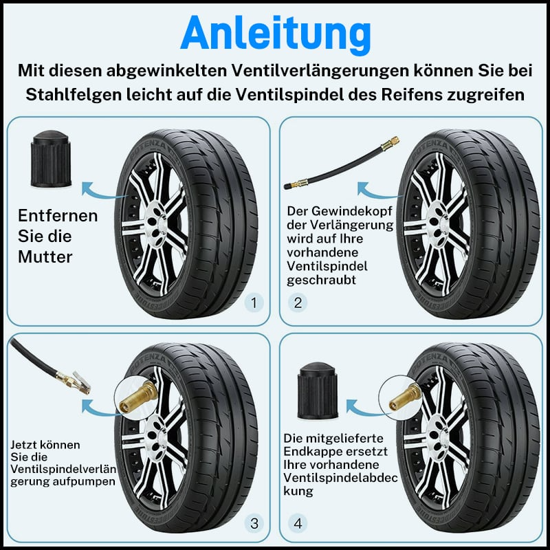 Flexible tire valve extensions | Universal fit, effortless access