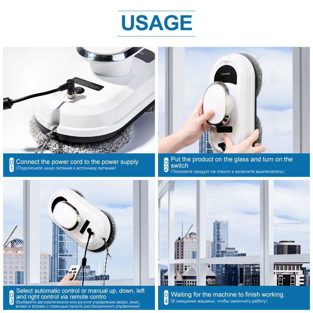 CleanBot Smart Window Cleaner with Remote Control – Streak-Free Glass Cleaning