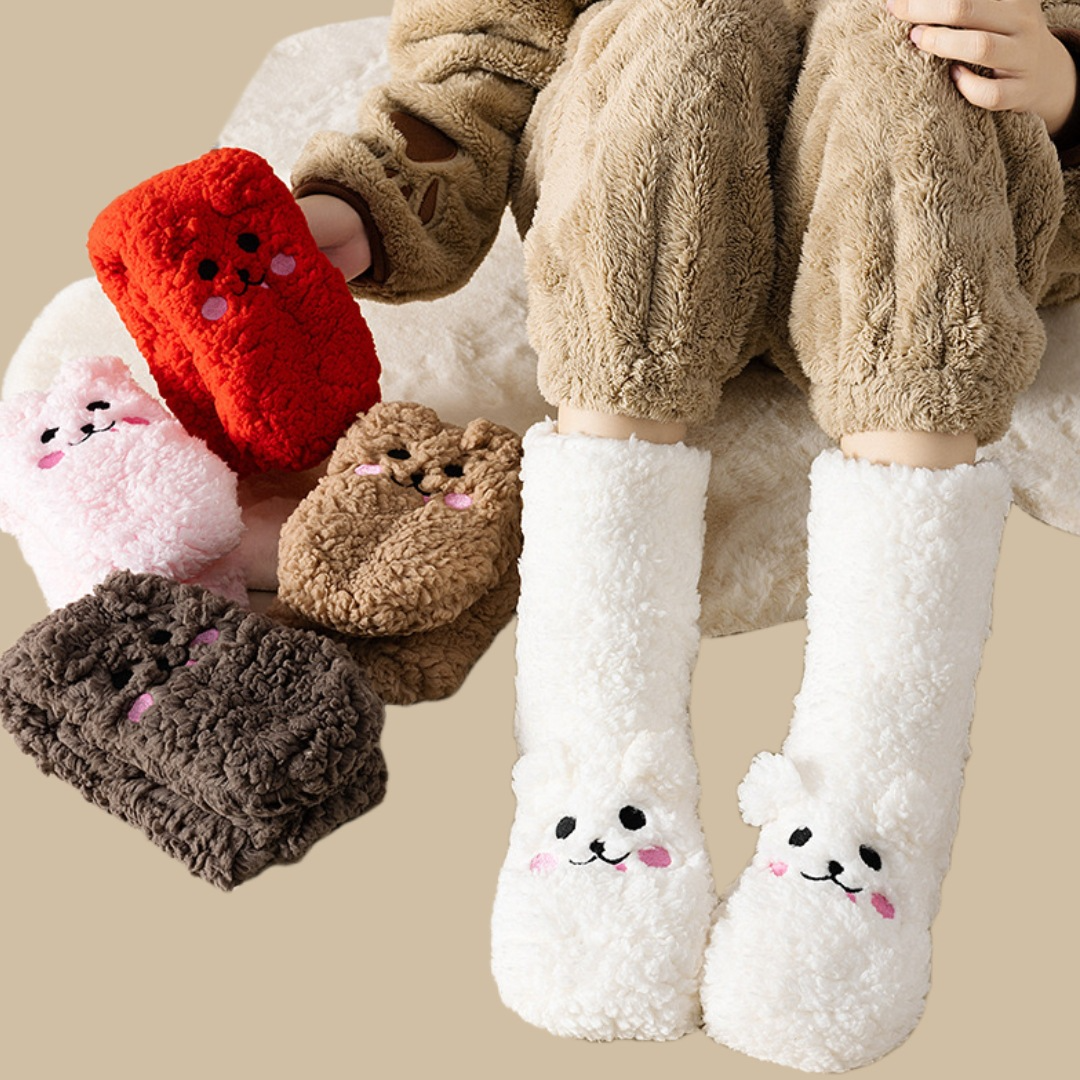 Warm, fluffy bear socks