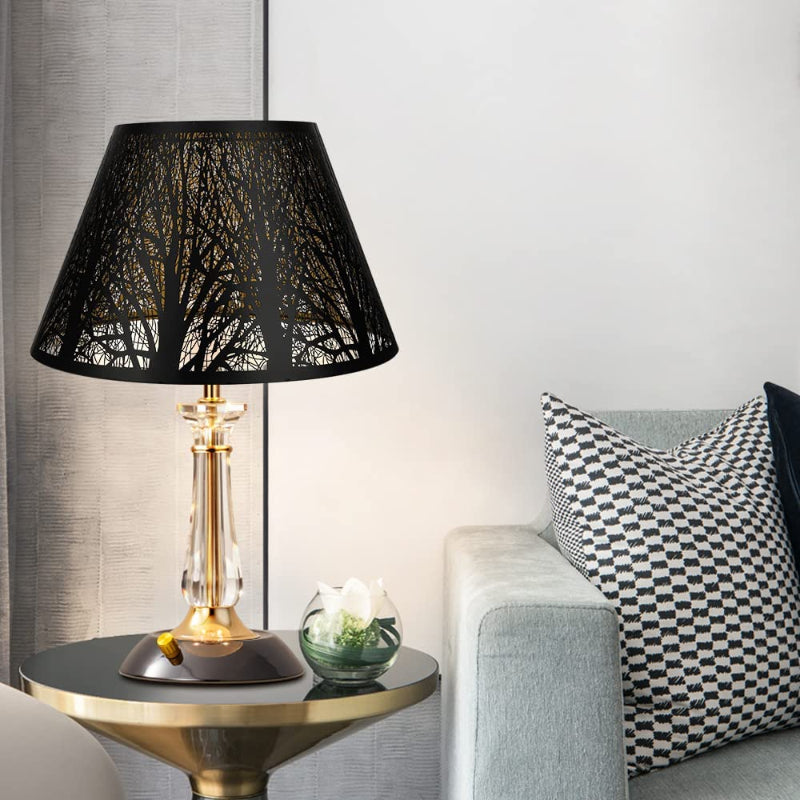 Medium lampshade, barrel fabric lampshade for table lamp and floor lamp, 7x13x7.8 inches, natural ventilated linen, handmade, spider (white)