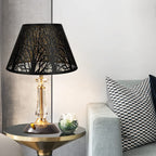 Medium lampshade, barrel fabric lampshade for table lamp and floor lamp, 7x13x7.8 inches, natural ventilated linen, handmade, spider (white)