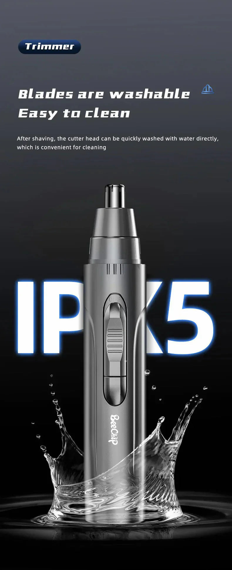 Professional painless nose and ear hair trimmer for men and women
