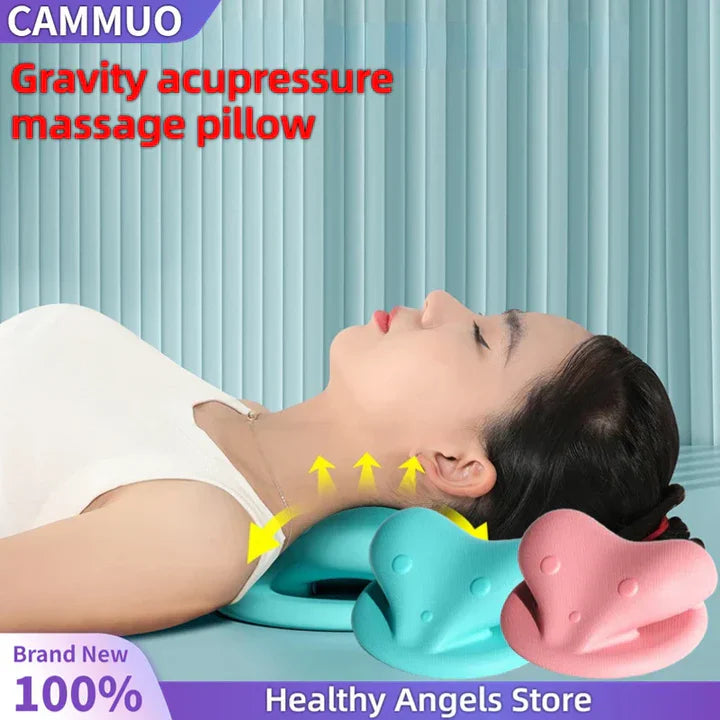 Neck and Shoulder Stretch – Cervical Traction Pillow for Spinal Alignment and Massage