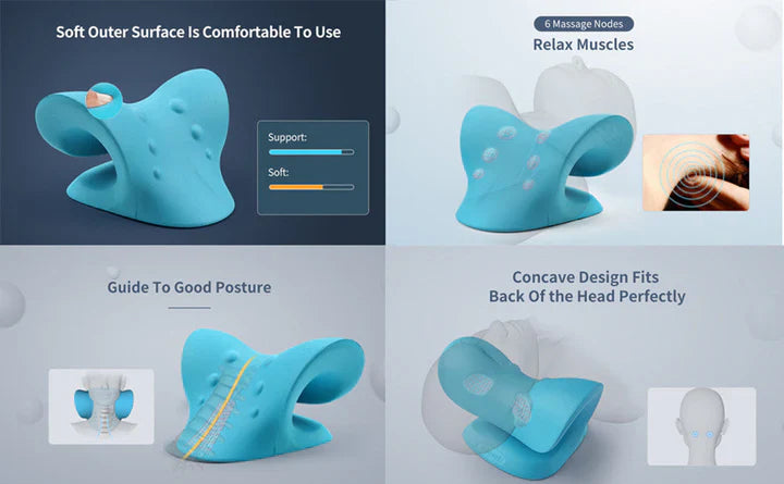 Neck and Shoulder Stretch – Cervical Traction Pillow for Spinal Alignment and Massage