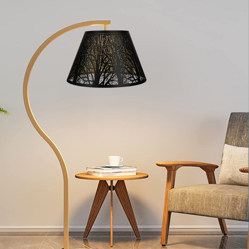 Medium lampshade, barrel fabric lampshade for table lamp and floor lamp, 7x13x7.8 inches, natural ventilated linen, handmade, spider (white)