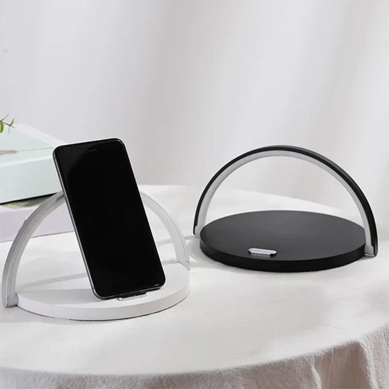 3-in-1 wireless charger, phone holder and LED lamp