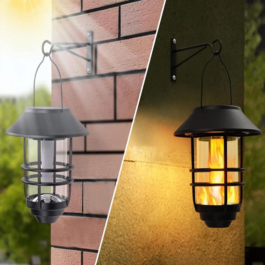 Solar Wireless Waterproof Flickering Sun Flame Lantern Light | - WallLant