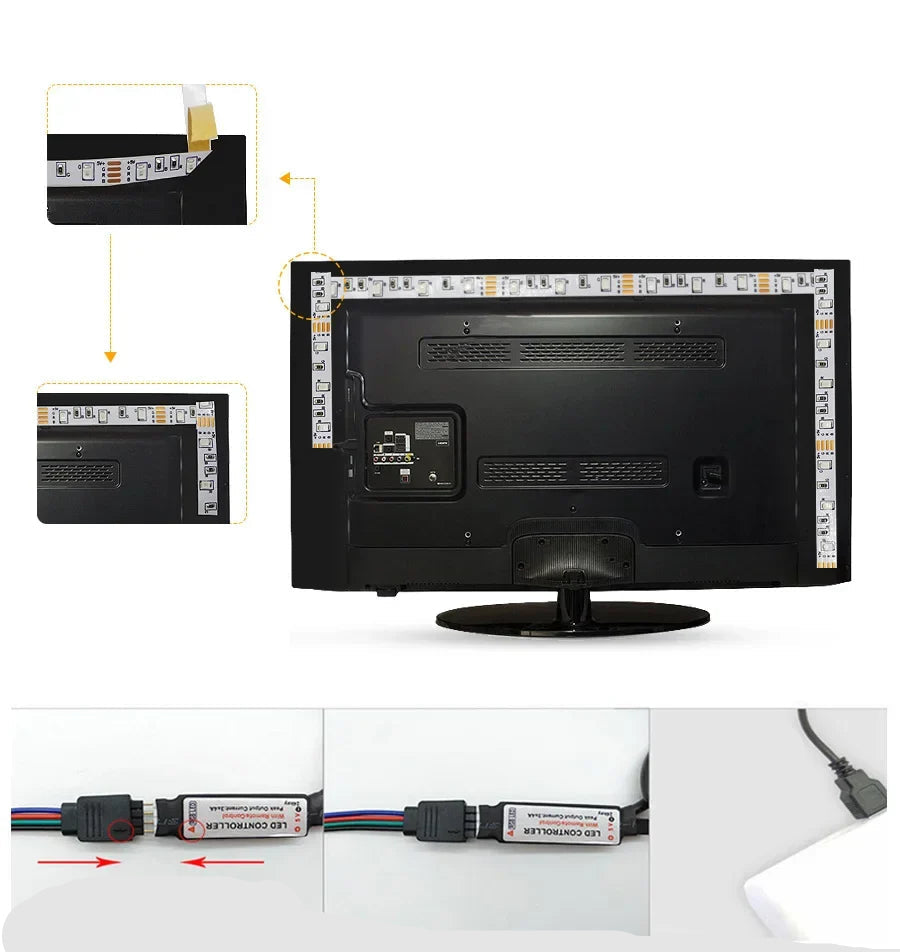 RGB LED Strip with USB Connection - Color Changing Light for Ambient and TV Backlighting