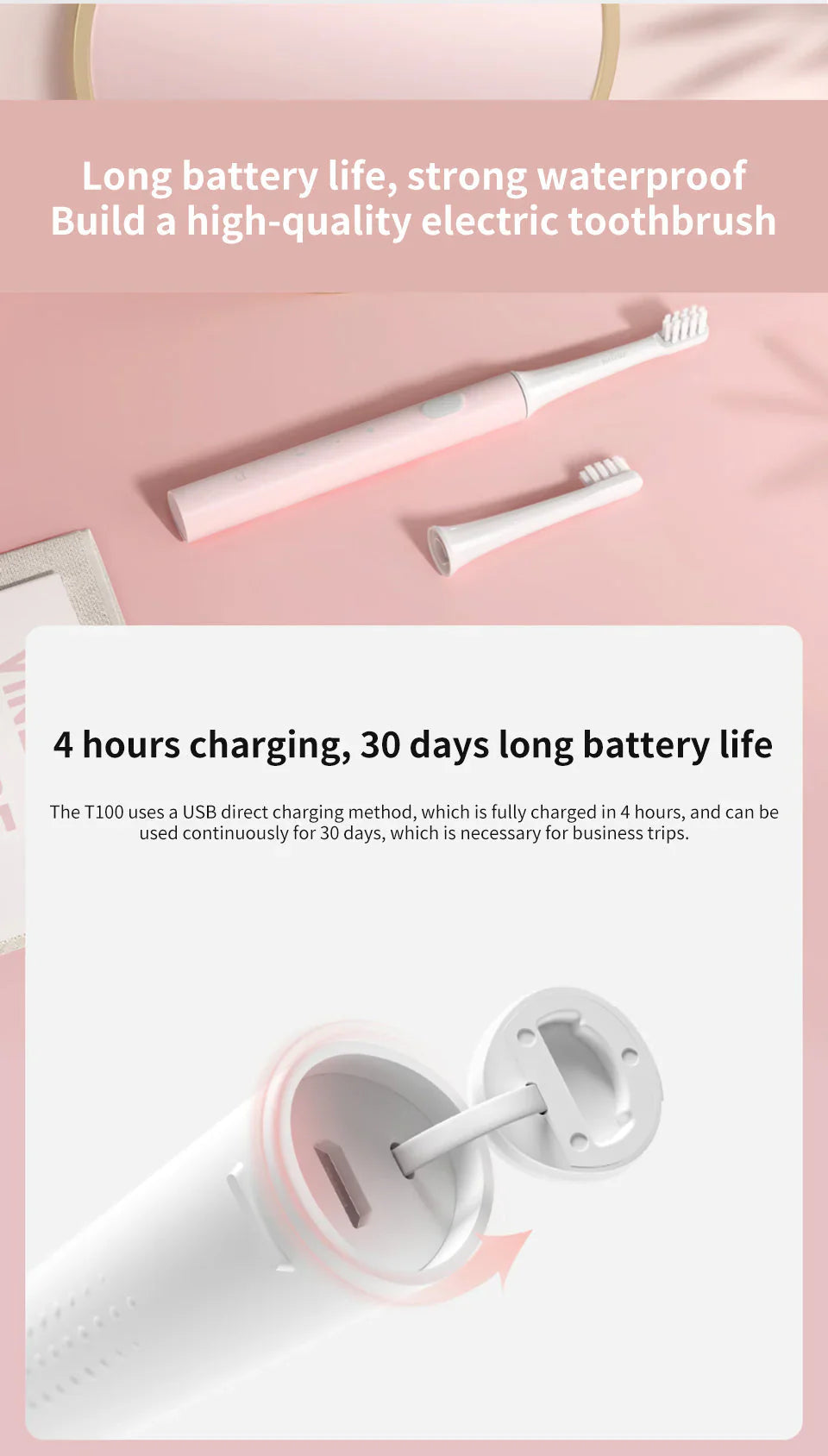 Electric Sonic Toothbrush – Waterproof and USB rechargeable