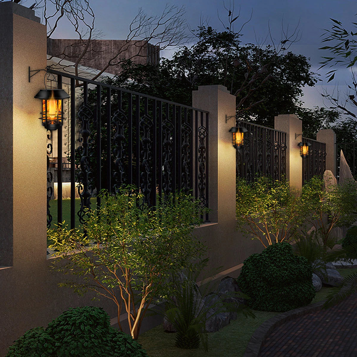 Solar Wireless Waterproof Flickering Sun Flame Lantern Light | - WallLant