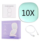 Mini LED 10x Magnification Cosmetic Mirror with Various Light Settings, USB Rechargeable