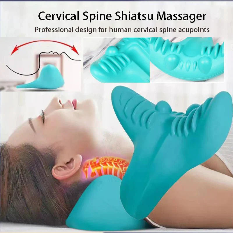 Neck and Shoulder Stretch – Cervical Traction Pillow for Spinal Alignment and Massage