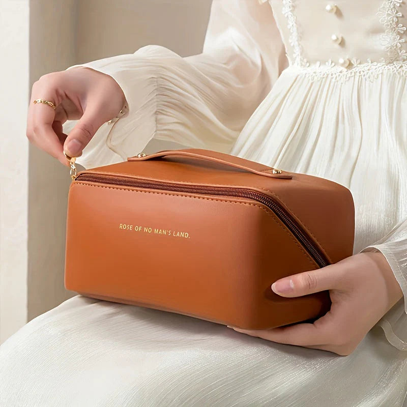Travel-friendly Makeup Organizer with Zipper – Elegant Cosmetic Bag