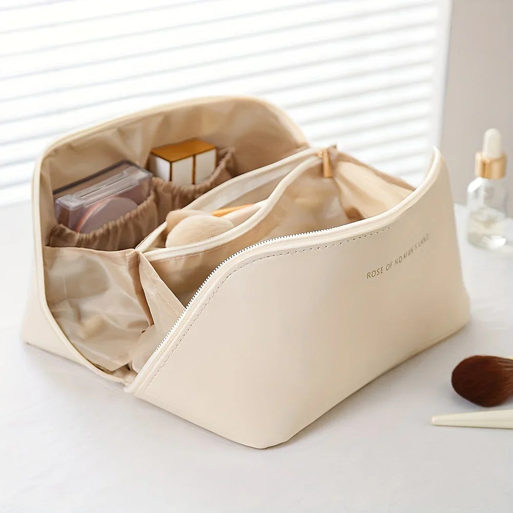 Travel-friendly Makeup Organizer with Zipper – Elegant Cosmetic Bag
