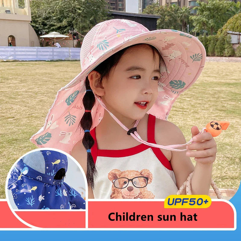 Children's Sun Hat with UPF 50+ - Adjustable Chin Straps and Wide Brim