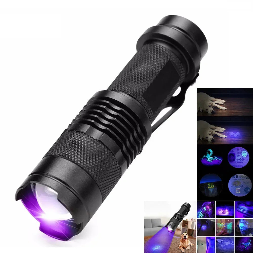 LED UV FLASHLIGHT - ULTRAVIOLET INSPECTION LAMP FOR PET URINE STAINS AND STAIN DETECTION