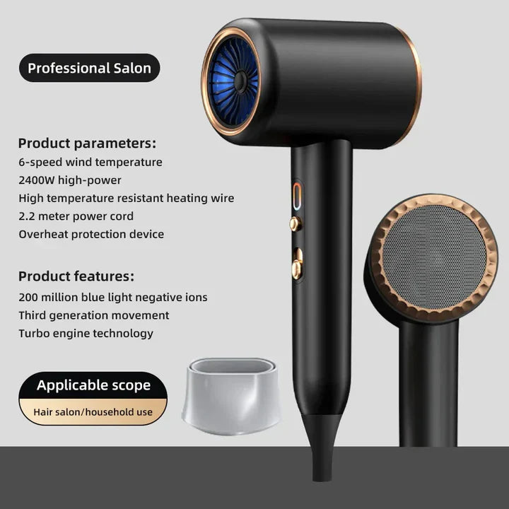 High-performance hair dryer 2400W with cold and warm air function - Ion technology