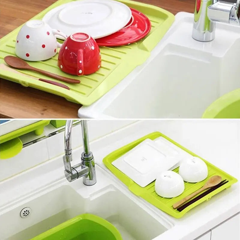 Drain Rack Kitchen Silicone Dish Drainer Tray Large Sink Drying Rack