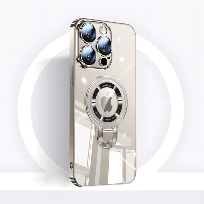iPhone MagSafe Series | Transparent electroplated rotating stand phone case