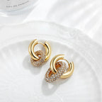 Dual Diamond Circle Huggie Earrings