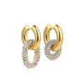 Dual Diamond Circle Huggie Earrings