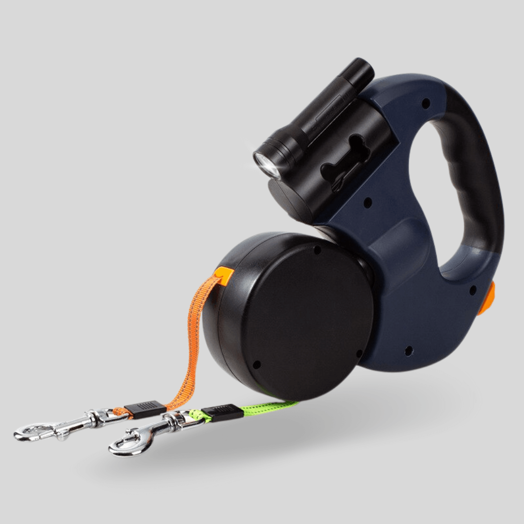 DuoLeash Double Dog Leash – Retractable & Knot-free With Flashlight