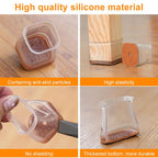 Clear Silicone Chair Leg Caps with Integrated Felt Pads