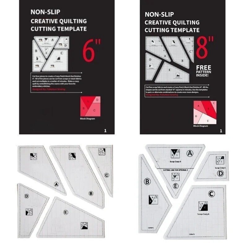 Quilting Cutting Template Set | Creative Fabric Pattern Guide | Non-Slip Design for Sewing & DIY Crafts