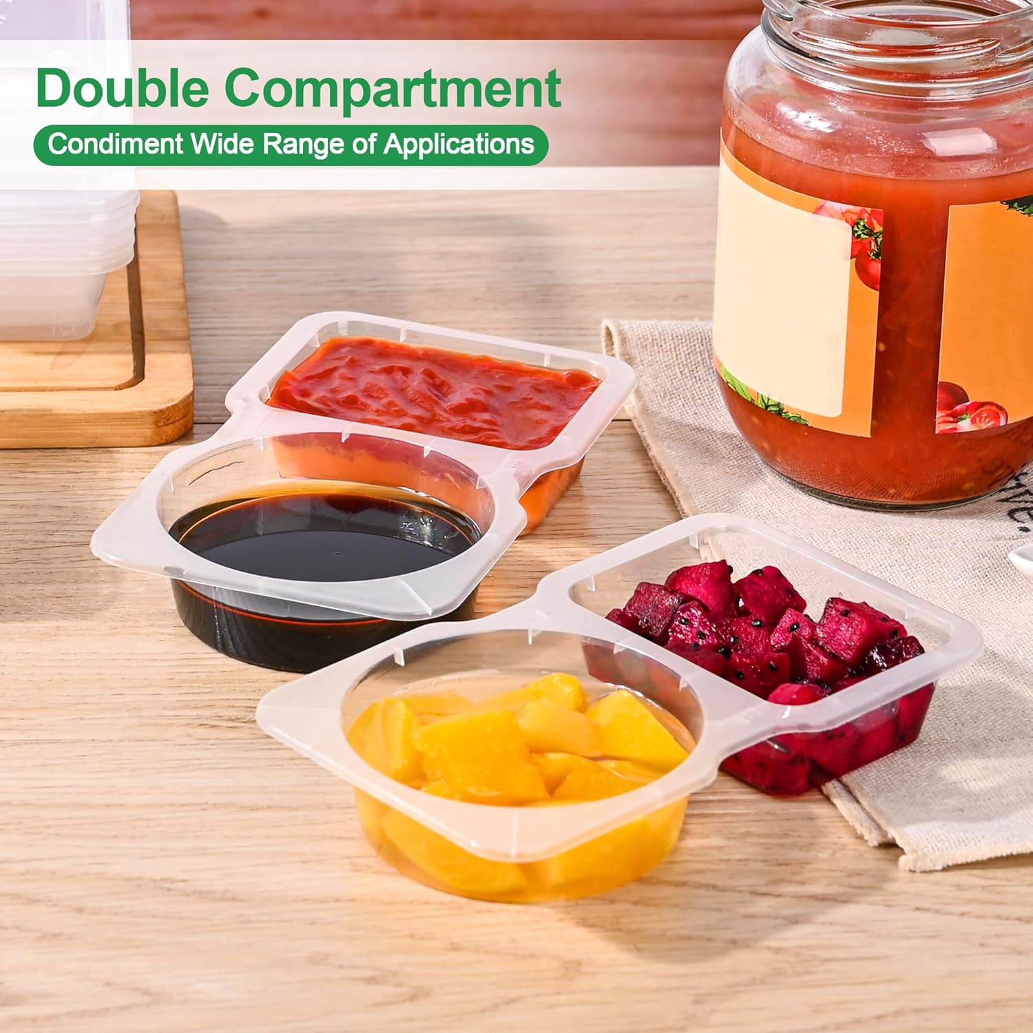 Dual Compartment Sauce Container | Leak-Proof | BPA-Free | Portable