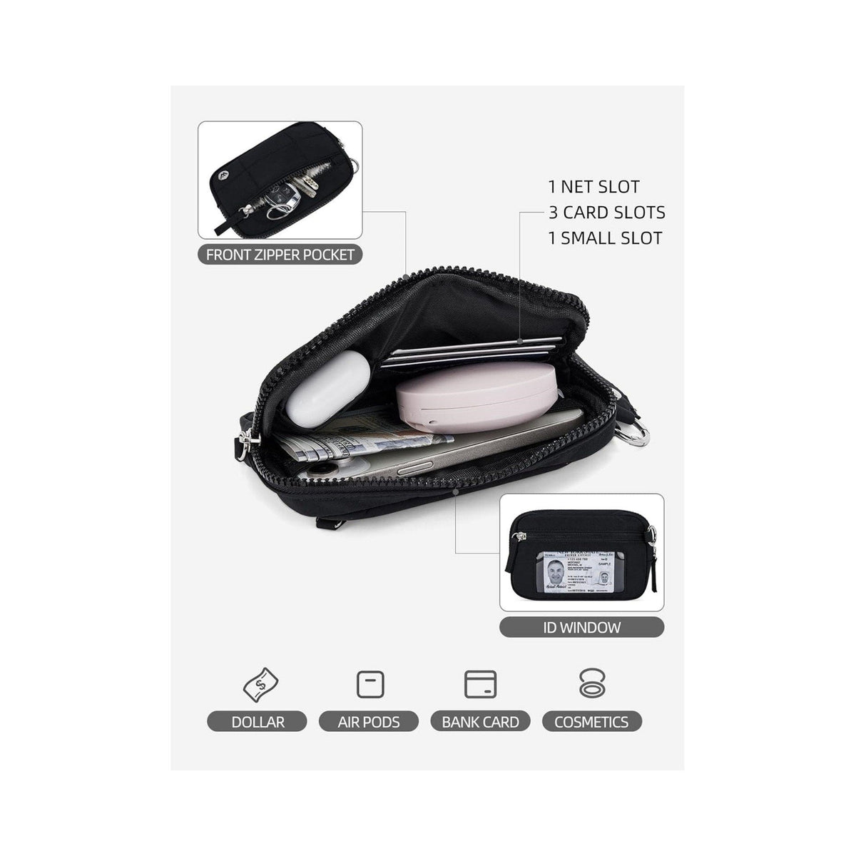 Stylish Nylon Wristlet Wallet with Multiple Compartments