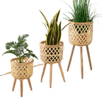 Handcrafted Bamboo Woven Flower Pot with Stand Plant Flower Display Storage Stand DIY Storage Children's Plant Pots Home Decor