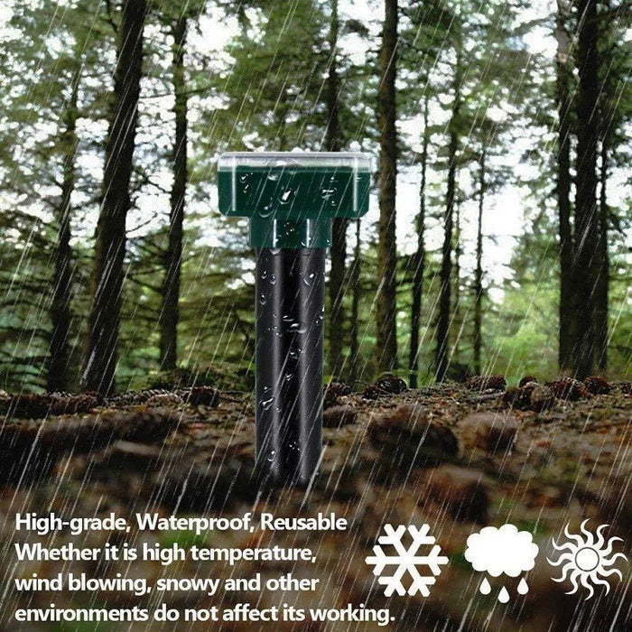 Sonic Green Solar Animal Repeller with Ultrasound | Against Mice, Moles & Snakes | Weatherproof & Eco-Friendly