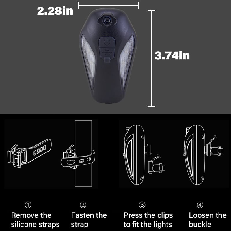 Bicycle fender rear light — Waterproof LED safety light with projection (2 pieces)