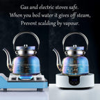 50 Oz(1500Ml) Glass Teapot with Lid, Removable Stainless Steel Tea Strainer and Handle, Stovetop Safe Tea Maker for Blooming and Loose Leaf Tea (Iridescent)