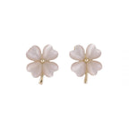 Heart-shaped Opal Lucky Four Leaf Clover Earrings