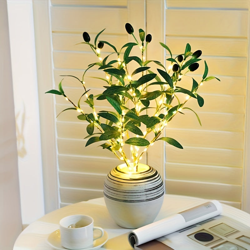 LumiTak – Elegant Olive Branch LED Table Lamp