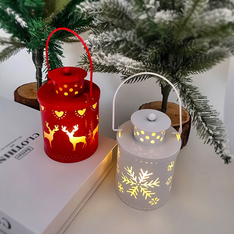 Electronic Christmas Candle with Flickering LED Light – Decorative Iron Candle Holder for Indoor