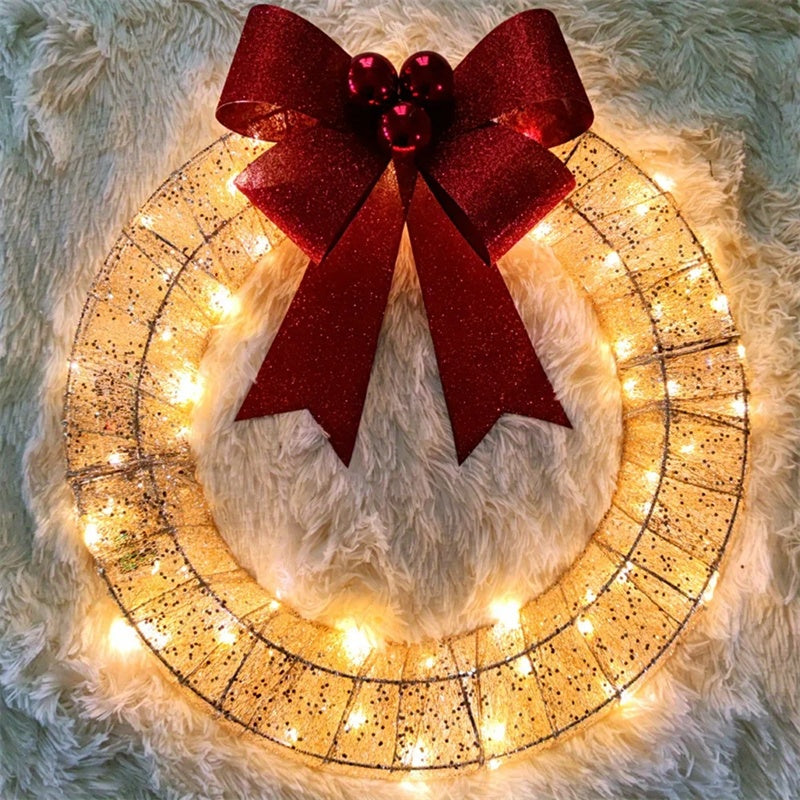 Illuminated Christmas Wreath, 19.7-Inch Handmade Design with 140 LED Lights