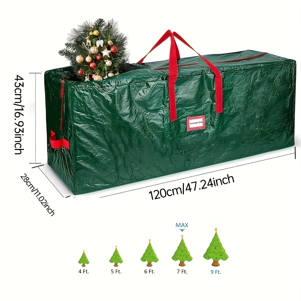 Large Storage Bag for Artificial Christmas Trees – Waterproof and Durable Polyester Model TreeTote