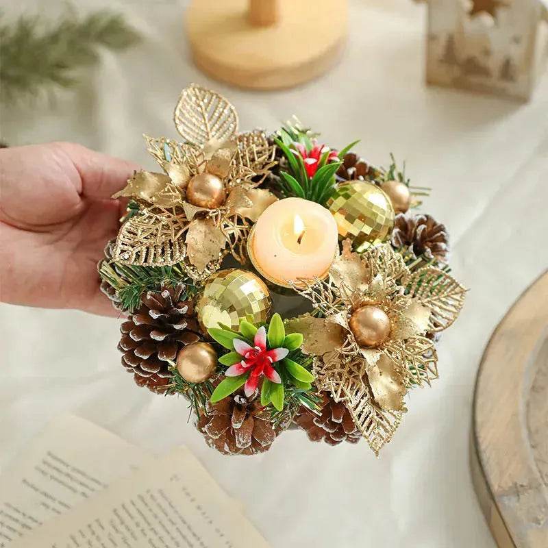 Christmas candle wreath Xmas New Year candle holders decors