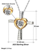 Daughter Necklace Gift | Cross Pendant with Cubic Zirconia | Silver-Plated | 16–18" Chain