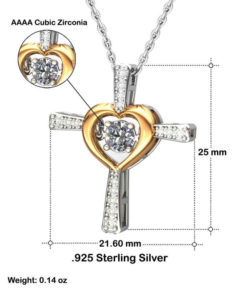 Daughter Necklace Gift | Cross Pendant with Cubic Zirconia | Silver-Plated | 16–18" Chain