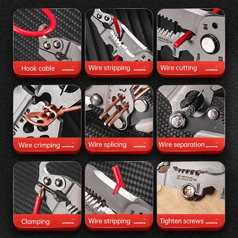 Foldable 8-in-1 Wire Stripper for Electrical Work